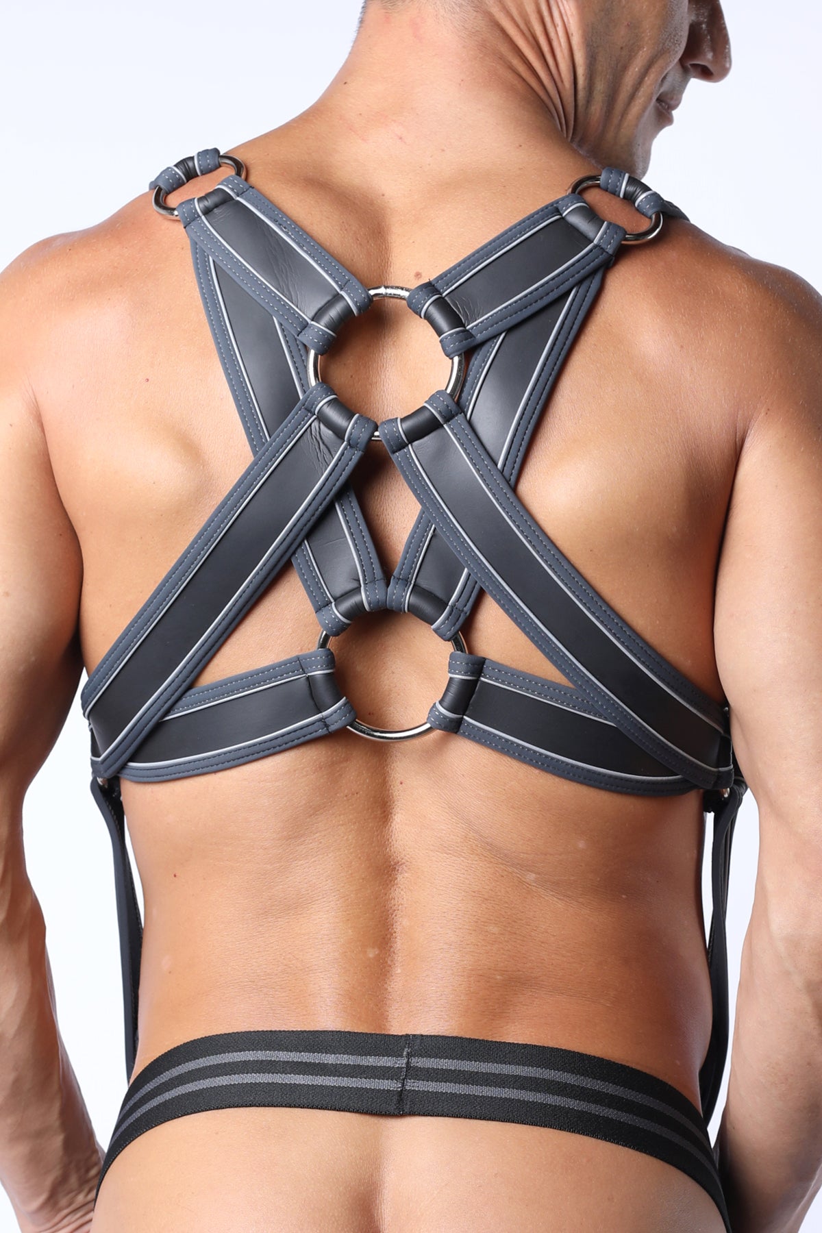 NEW Body Harness Black Silver Adjustable Hardware Reversible Chest Harness  Belt