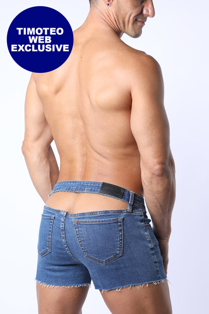 J-Flo Peek-A-Boo Denim Booty Short - TIMOTEO