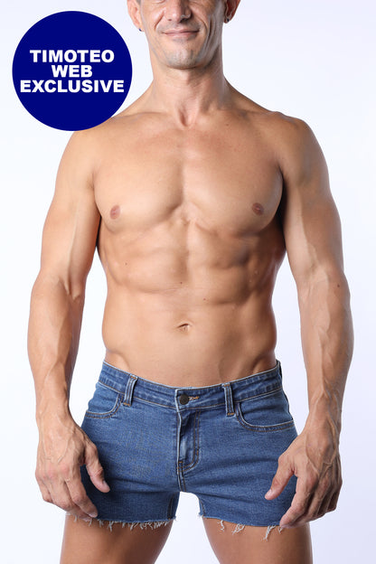 J-Flo Peek-A-Boo Denim Booty Short - TIMOTEO