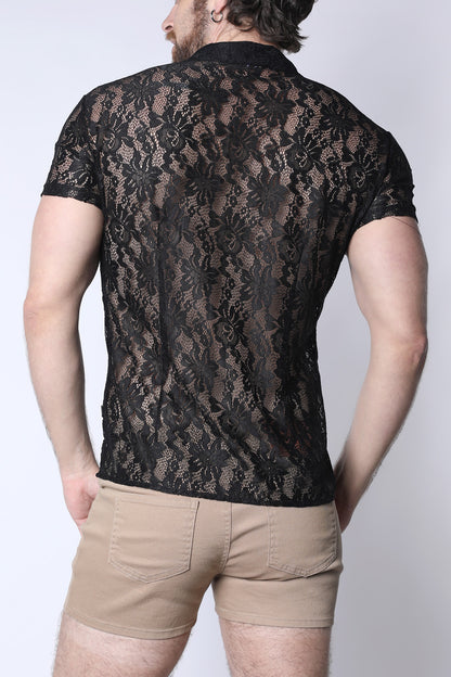 Sorrento Button-Down Lace Shirt - TIMOTEO