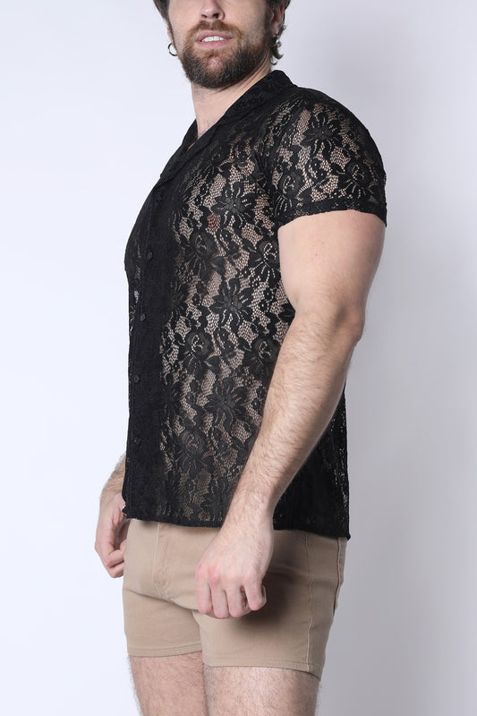 Sorrento Button-Down Lace Shirt - TIMOTEO