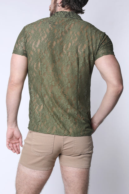 Sorrento Button-Down Lace Shirt - TIMOTEO