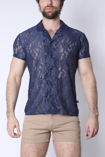 Sorrento Button-Down Lace Shirt - TIMOTEO