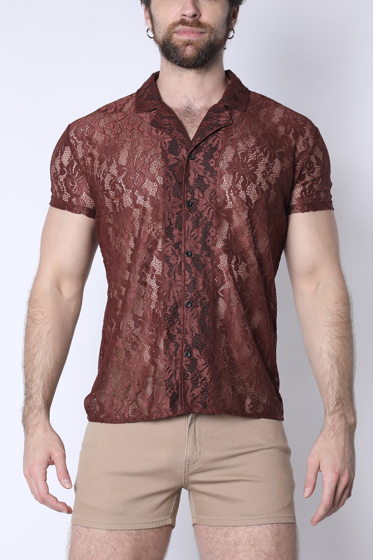 Sorrento Button-Down Lace Shirt - TIMOTEO