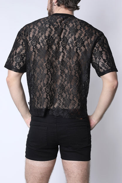 Sorrento Lace Cropped Tee - TIMOTEO