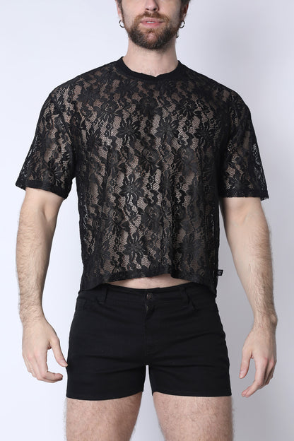 Sorrento Lace Cropped Tee - TIMOTEO