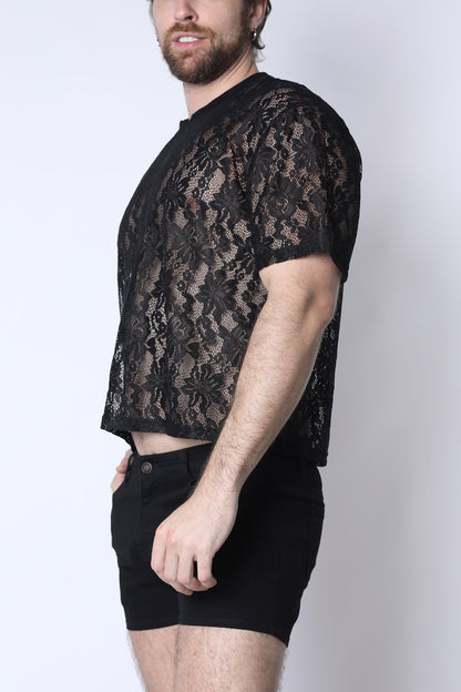 Sorrento Lace Cropped Tee - TIMOTEO