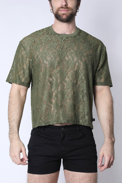 Sorrento Lace Cropped Tee - TIMOTEO