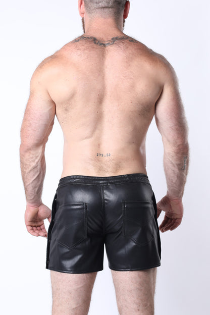 Void Vegan Leather Snap Up Shorts